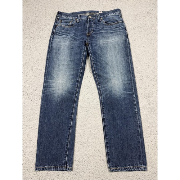 Levis 501T Selvedge Jeans Mens 29x27 Medium Wash Blue Tapered Made In Japan